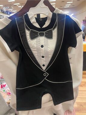 Baby Tuxedo One-Piece Bodysuit - Black